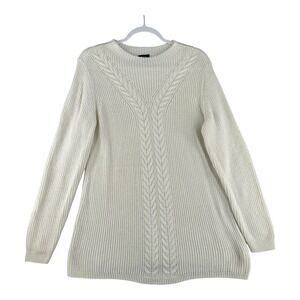 Talbots Cream Cable Knit Crewneck Sweater